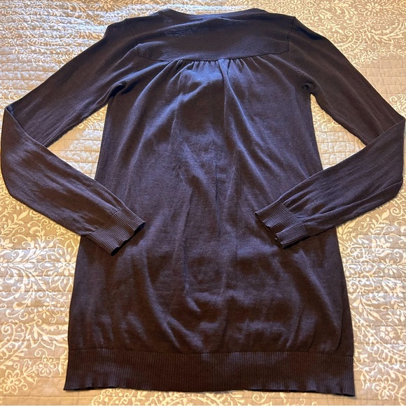 H&M Deep Burgundy Long Button Up Cardigan with Tie - Picture 2 of 6